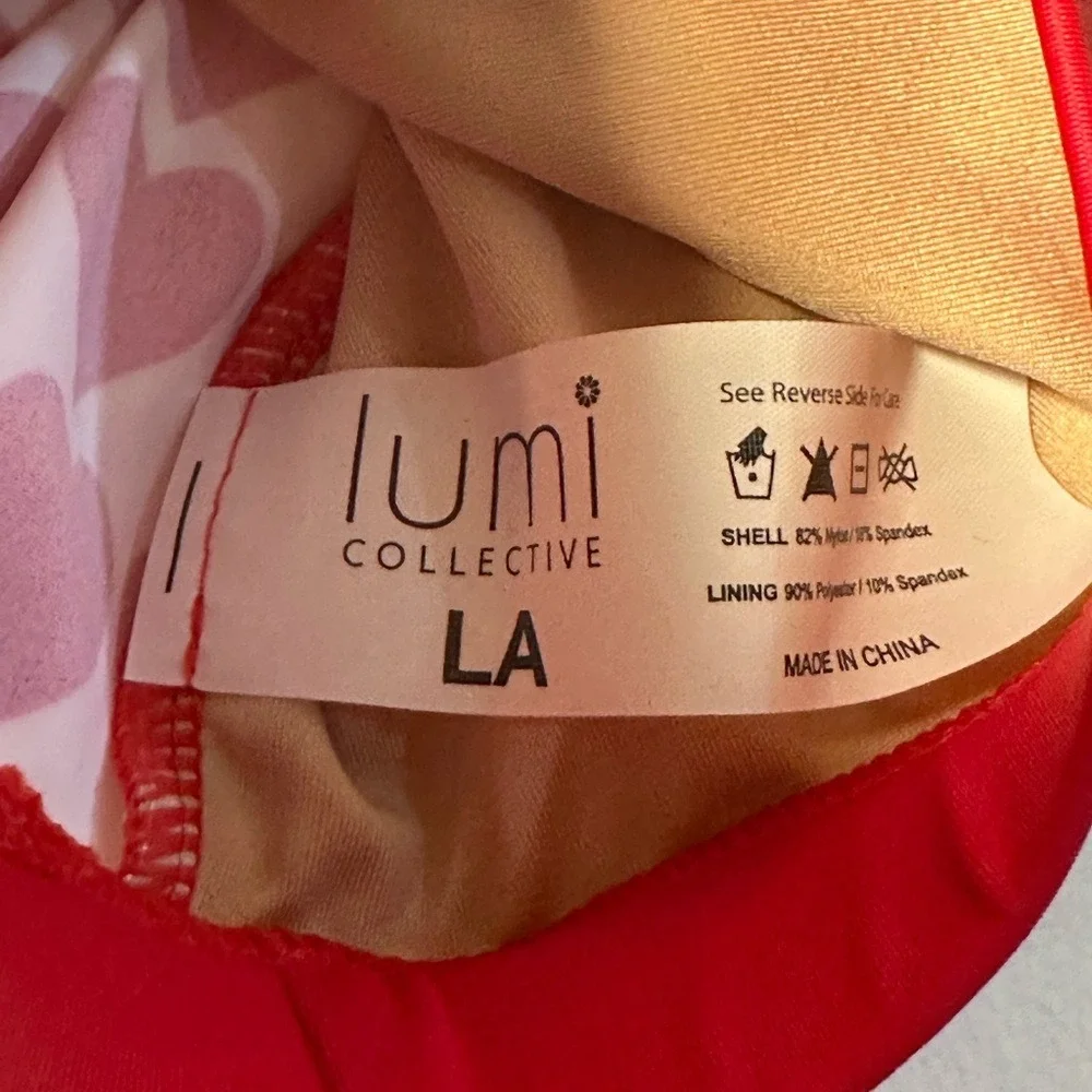 Lumi Collective Heart Dance Top Red/White/Navy Kids Dance‎ Costume Adult L NWT